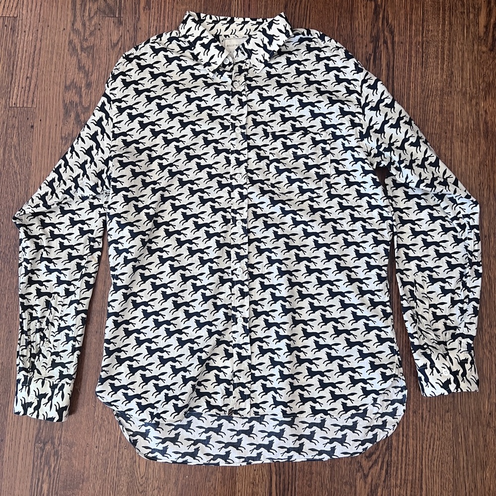Billy Reid Black and Cream Graphic Shirt